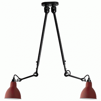 Lampe Gras N302 Loftlampe Double Mat Sort & Mat Rød