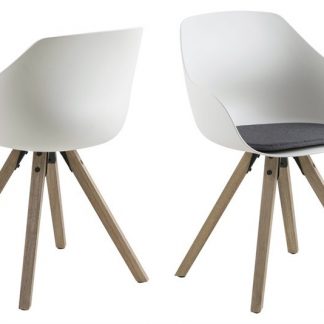 Tina spisebordsstol m. hynde - hvid/natur, plastik/gummitræ
