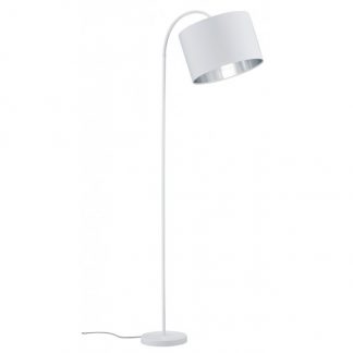 Gulvlampe med tekstilskærm H155 cm - Hvid/Sølv