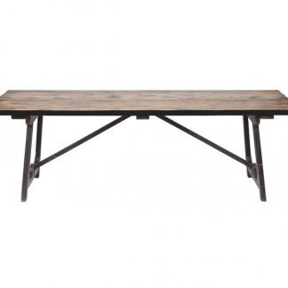 Rustikt spisebord i fyrretræ H76 x B190 x D90 cm - Sort/Natur