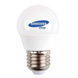 V-Tac 4,5W LED kronepære - Samsung LED chip, G45, E27, Kulør: Varm, Dæmpbar: Ikke dæmpbar