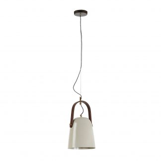 Zanee loftlampe - lys beige/brun metal/træ, rund (Ø25)