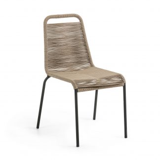 Glenville spisebordsstol - lysebrun/sort polyester/stål