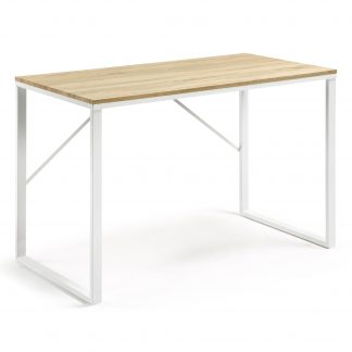 Lisbeth skrivebord - hvid/natur metal/MDF, rektangulær (120x60)