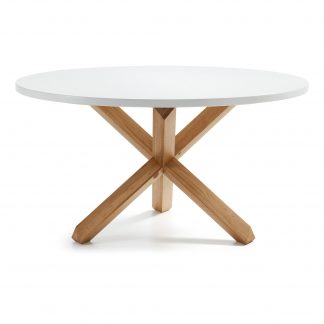 Nori spisebord - hvid/natur MDF/egetræ, rund (Ø135)