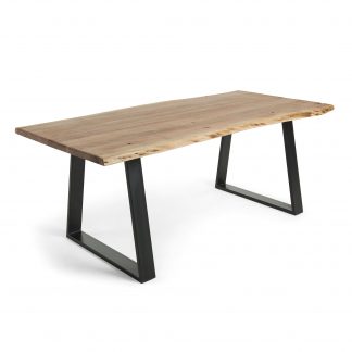 Sono spisebord - natur/sort akacietræ/metal, rektangulær (160x90)