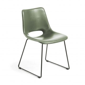 Ziggy spisebordsstol - grøn/sort syntetisk læder/stål