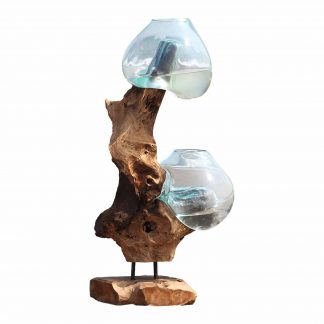 HOUSE NORDIC San Marino Vanddråbe skulptur - glas/natur træ (H:100cm)