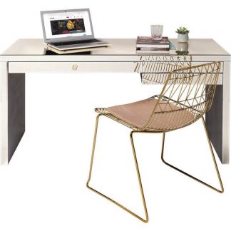 KARE DESIGN Luxury skrivebord - champagnefarvet spejlglas, m. 3 skuffer, 140x60