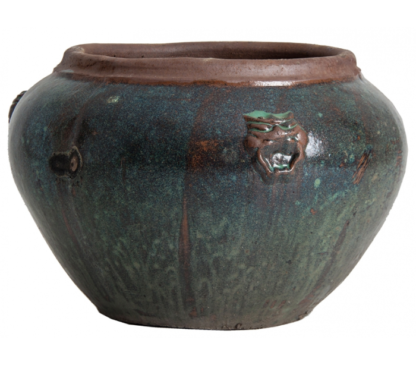 Amphora vase i keramik H48 cm x Ø70 cm - Antik sortgrøn