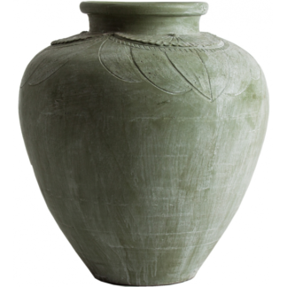 Amphora vase i terracotta H78 cm x Ø73 cm - Antik grøn