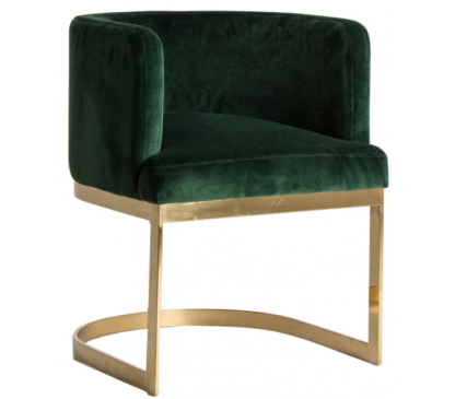 Spisebordsstol i velour og metal H77 cm - Messing/Grøn
