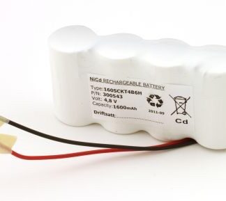 Batteripakke til nødbelysning 4,8volt 1600mAh. Cd