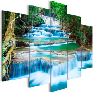Artgeist billede - Waterfall in Kanchanaburi (5 Parts) Wide, på lærred 225x100