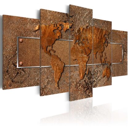 Artgeist verdenskort - Brown Escapade, på lærred, to størrelser 100x50