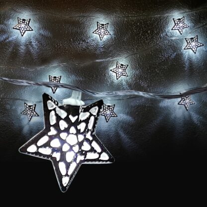 LED-Lyskæde med sølv Stjerner 3,5 meter