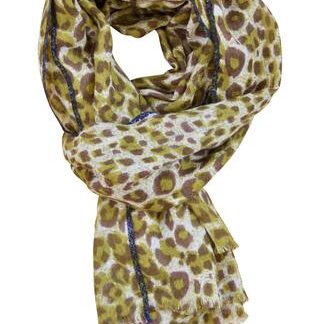 Leopard tørklæde i blød lambswool