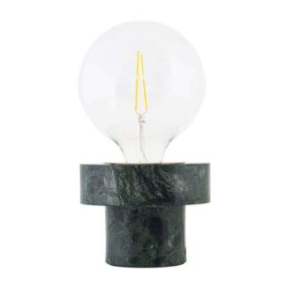 Bordlampe, Pin, grøn marmor Brun