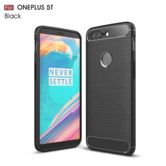 OnePlus 5T - TPU cover m/børstet design - Sort