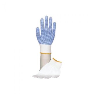 Polyesterhandske hvid, m. plastdotter af pvc | Medium - 4359