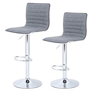 2 x barstole med linnestof, grå