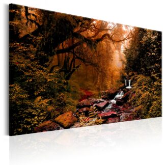 Billede - Autumn Waterfall - brun / 120x80