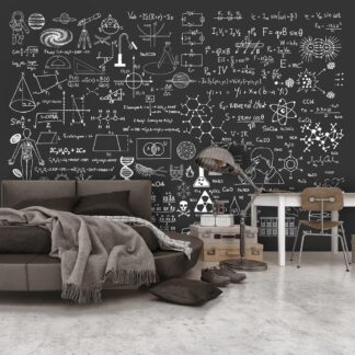 Fototapet - Science on Chalkboard - sort og hvid / 300x210