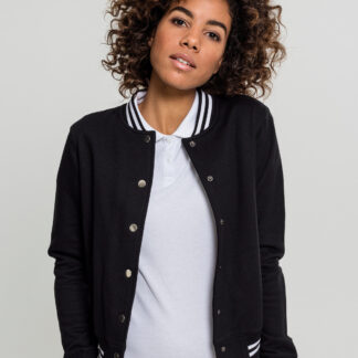 Urban Classics Ladies College Sweat Jacket (Black / Black, XL)