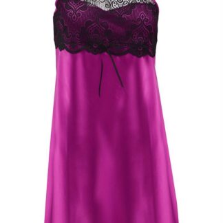 Lace overlay satin babydoll natkjole