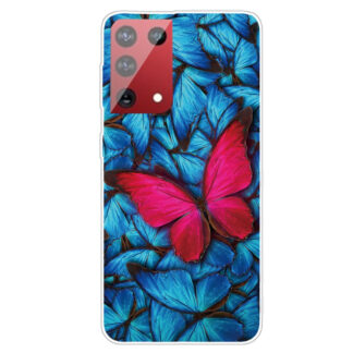OnePlus 9 Pro - Gummi cover - Printet Design - Rød sommerfugl