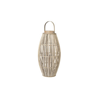 BROSTE COPENHAGEN Aleta lanterne, rund - glas og natur bambus (Ø31,5)