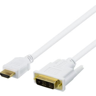 DVI - HDMI kabel - Guldbelagt - Fuld HD - Hvid - 5 m