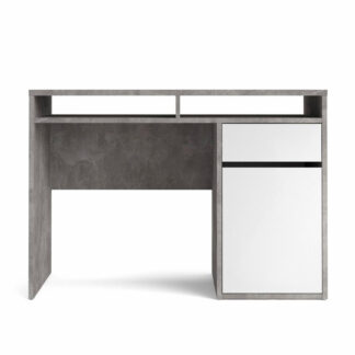 Function Plus skrivebord, m. 1 låge, 2 rum og 1 skuffe - grå/hvid folie og plast (110,2x48,2)