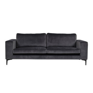 VENTURE DESIGN Bolero 3 pers. sofa - mørkegrå velour og sort metal