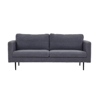 VENTURE DESIGN Boom 3 pers. sofa - mørkegrå bamsestof polyester og sort metal