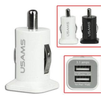 USAMS Universal Dual USB biloplader til cigarettænderen - Sort