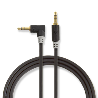 Vinklet minijack 3.5 mm kabel - Guldbelagt - 1 m