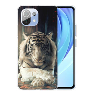 Xiaomi Mi 11 - Gummi cover - Printet Design - Hvid Tiger