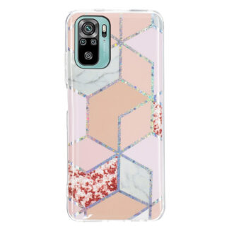 Xiaomi Redmi Note 10 4G/Note 10S - Gummi cover - Printet Design - Pink rhombus