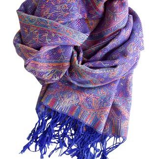 Pashmina sjal i silke blend - klar blå