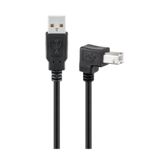USB kabel 2.0 - USB-A han / Vinklet USB-B han - 2 m