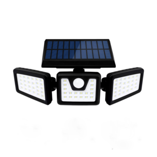 Kraftig LED-Solcellelampe med 3 spot og bevægelsessensor