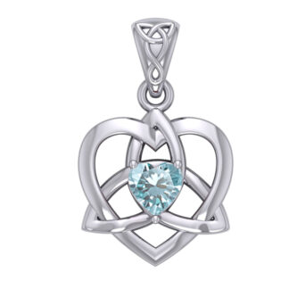 Vedhæng Keltisk Hjerte / Treenighedssymbolet med Blå Topas - 26mm - u/kæde