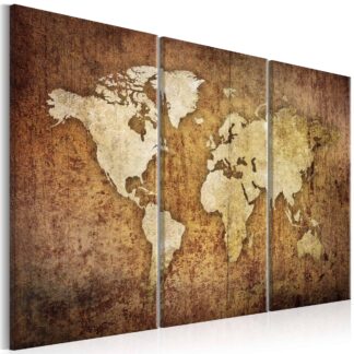 Lærredstryk World Map: Brown Texture
