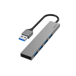 HAMA USB 3.0 Hub - 4x Porte - 4 x USB-A - 5 Gbit/s - Grå