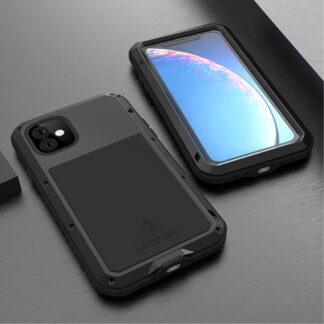 iPhone 11 - LOVE MEI Hard cover med hærdet beskyttelsesglas - Sort