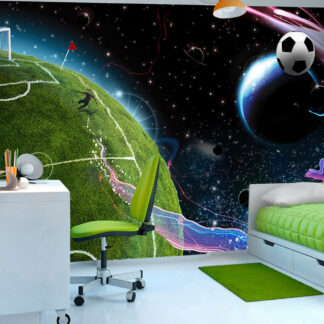 ARTGEIST Fototapet med motiv af fodboldkamp og planeter i rummet (flere størrelser) 200x140