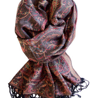 Sort pashmina tørklæde i brændte farver