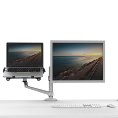 Wergon - Apollon - Justerbar Dual Desktop Holder - Monitor skærm Max 32" / Laptop Max 15.6" - Sølv