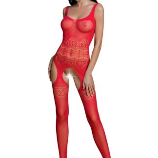 Fancy lace bodyskocking catsuit, rød